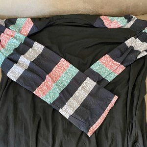 Black top with multi colored sleeves